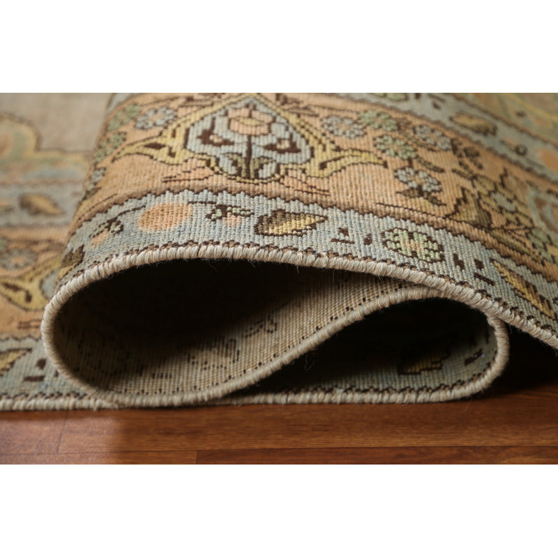 Tapis persan Tabriz patiné vieilli noué à la main 7 x 10