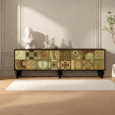 Meuble télé en pin massif de style rétro