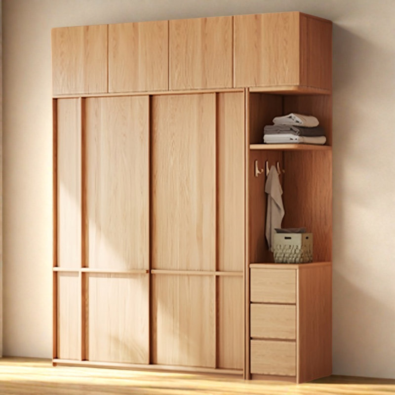 Simple Modern Log Style Push Pull Wardrobe, 98.43" H x 94.49" W x 23.62" D