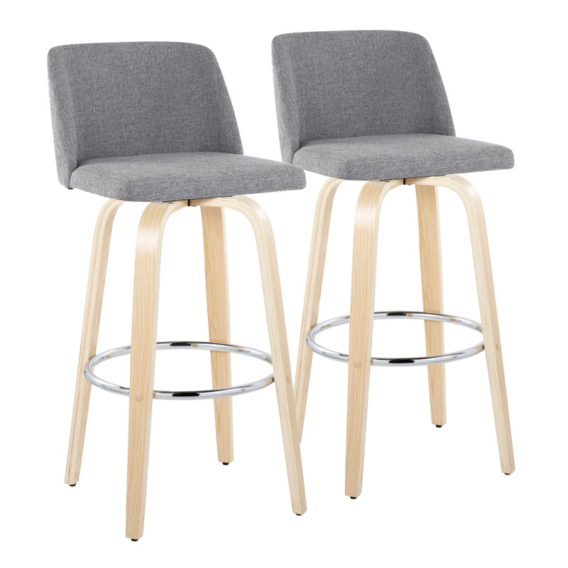 Toriano Swivel Upholstered Counter Stool, Natural/Chrome, Gray