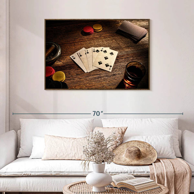 Straight Flush Poker, Floating Frame Walnut, 43" X 29"