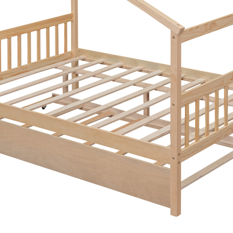 Pisinemo House Beds with Trundle, Natural, Full / Double