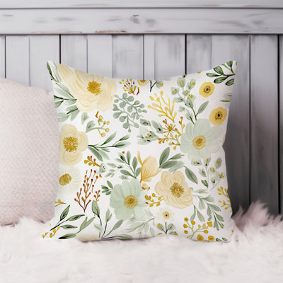 Floral Flower Symphony VIII Cottage Throw Pillow Cover