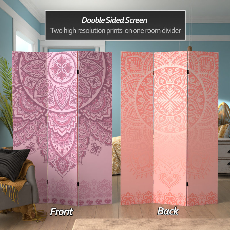 47.25'' 3 - Panel Folding Room Divider, Pink