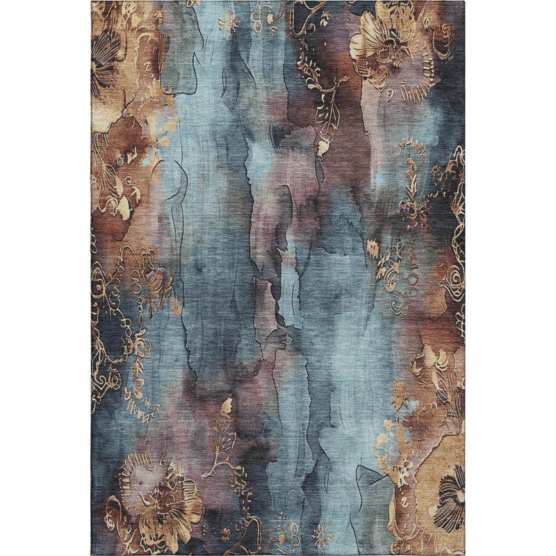 Premium Machine Washable Crestover AMF1869 Floral Rug, Rectangle 5' x 7'6"