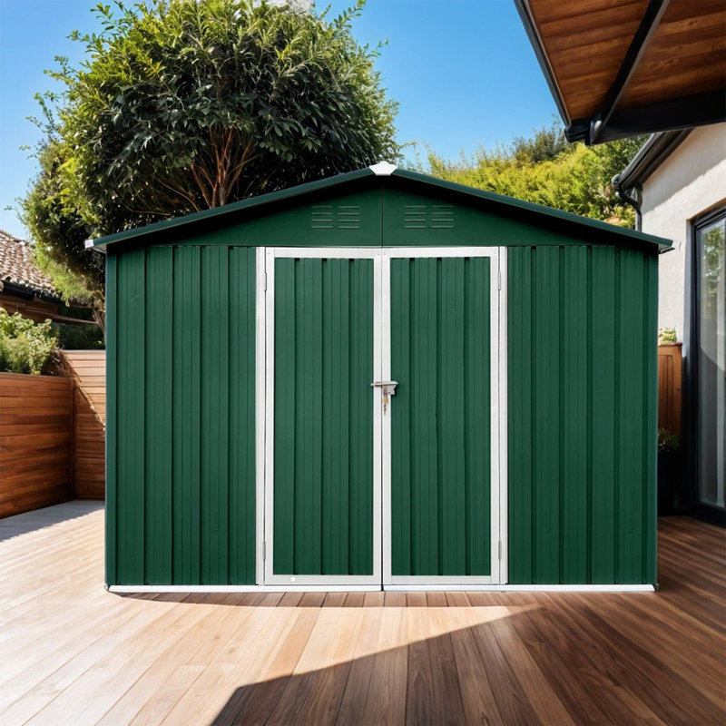10ft x 8ft Garden Shelter with padlock - Outdoor Metal Storage Shed