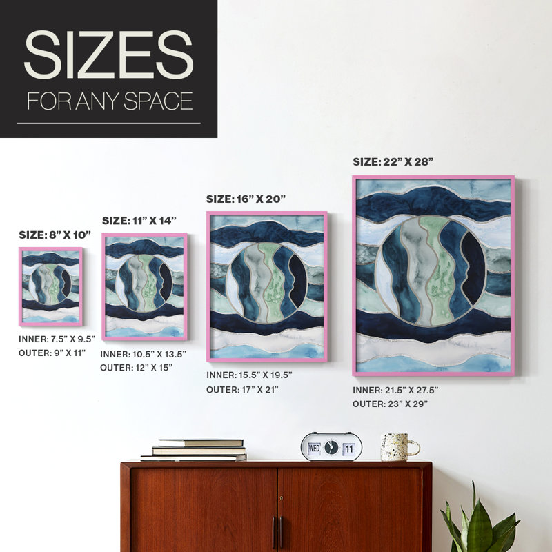 Siren's Portal II Framed Print - Solid Wood, 15" H x 12" W, Pink