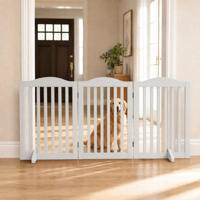 Barrière pour animaux pliable en bois pour chien, 3 panneaux