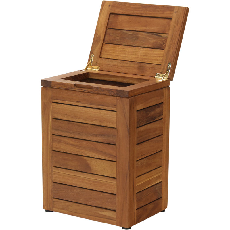Spa Solid Wood Manual Lift Waste Basket