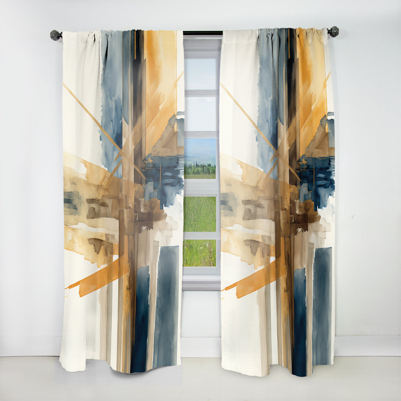 Modern Watercolor Abstract I - Rideau en velours moderne - obscurcissant - 1 panneau, L 52 po x L 84 po