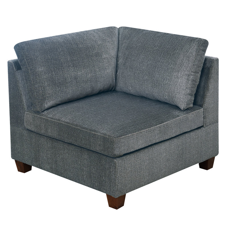 Gris modulaire 3 pièces: assise en tissu de chenille doux avec structure en bois - 3 pièces, gris: chaise supérieure