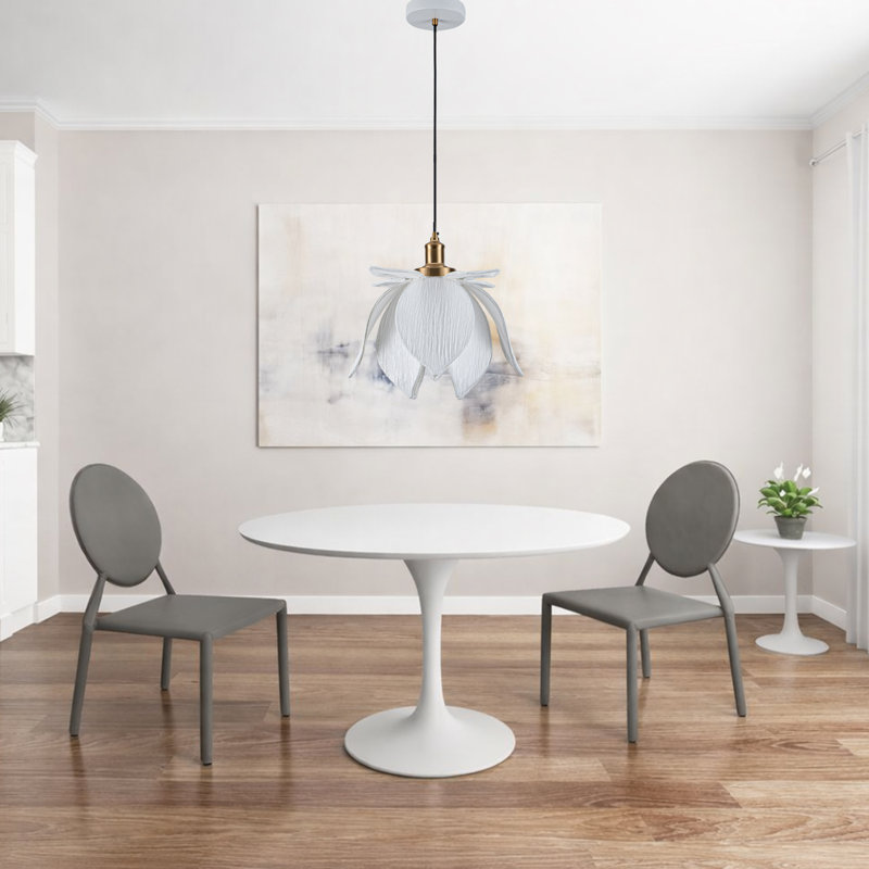 Luminaire suspendu moderne en tissu de lin, Blanc, H 12 po x l 15,74 po x P 4,72 po
