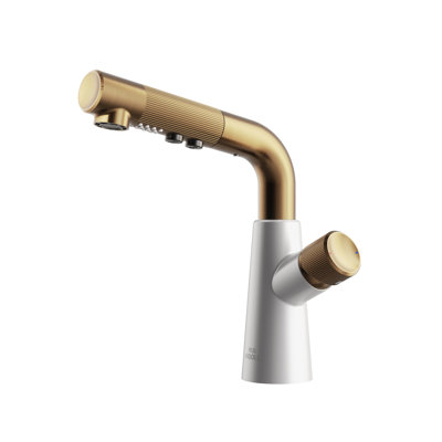 B4 Hot And Cold Basin Faucet With Pull Out Sprayer, Brushed Rose Gold Finished
