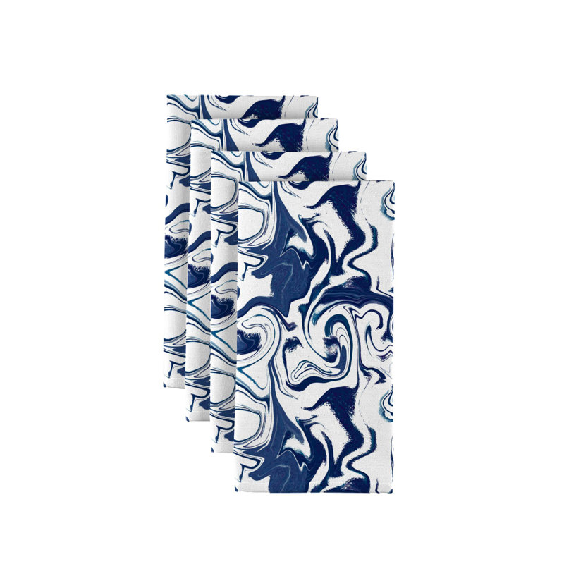 Fabric Textile Products Inc Stain Resistant Cloth Napkin Set Marble Milliken Signature 18", Blue