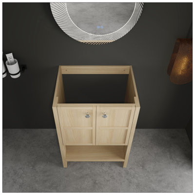 Meuble-lavabo autoportant de qualité supérieure, 2 portes à fermeture douce, contreplaqué (à l'exception du lavabo)