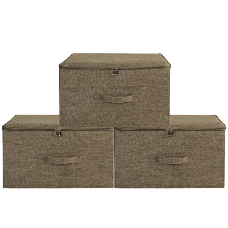 Rebrilliant Fabric Bin, Coffee, 10" H x 18" W x 14" D