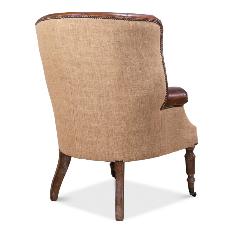 Welsh Wingback Chair, Vintage Cigar Genuine Leather