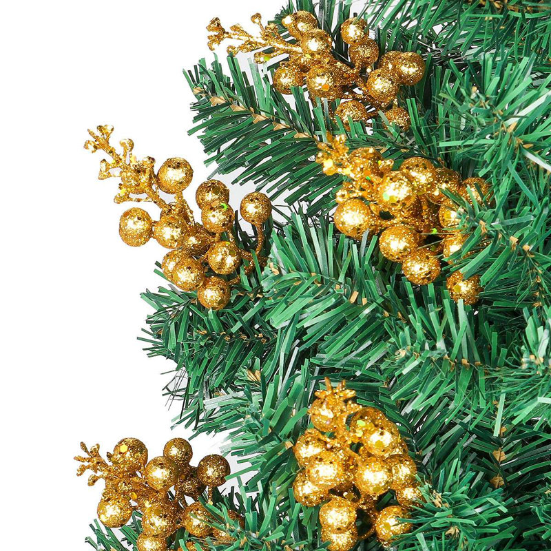 12Pcs Christmas Glitter Berries Stems 7.9 Inch Artificial Christmas Tree Picks Decoration, Or
