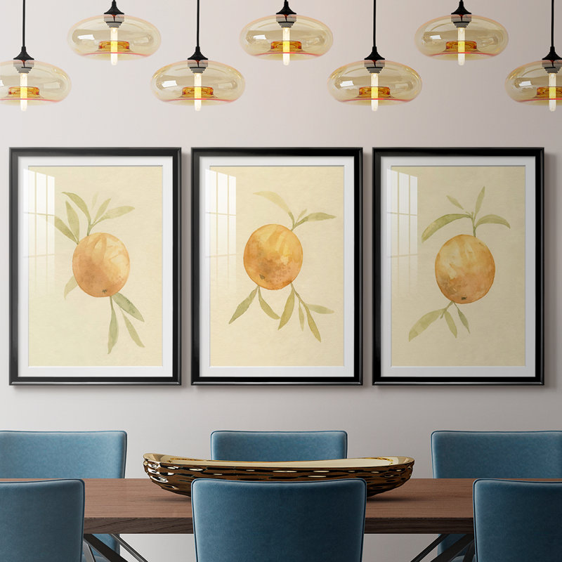 Dappled Oranges I - reproduction sur mesure encadrée de qualité supérieure - 3 pièces, H 21 po x l 30 po, Noir