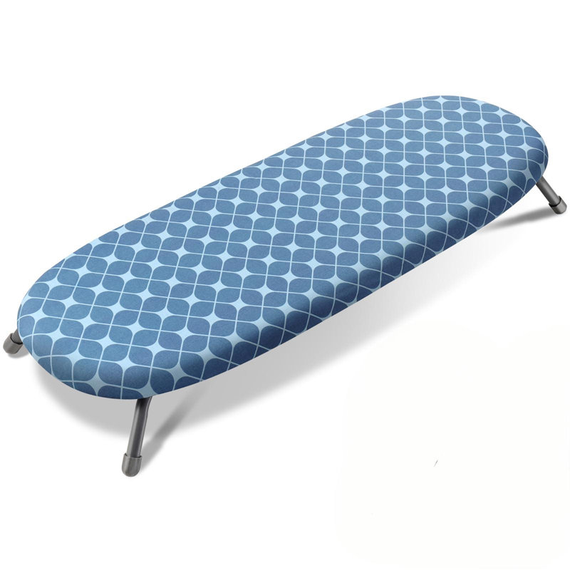 Table à repasser de table, petites planches à repasser avec housse amovible en coton et coussin (bleu)
