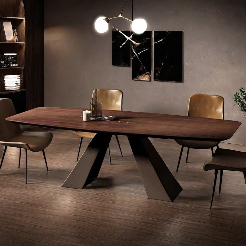 Minimalist Rectangular Solid Wood Dining Table Set, 29.5"H x 78.7"L x 31.5"W