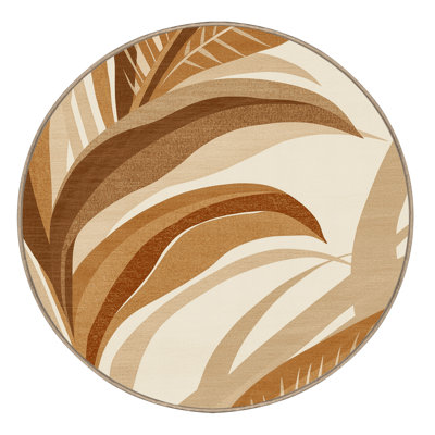 Tapis en peluche moelleux à motif abstrait palmier Beachy