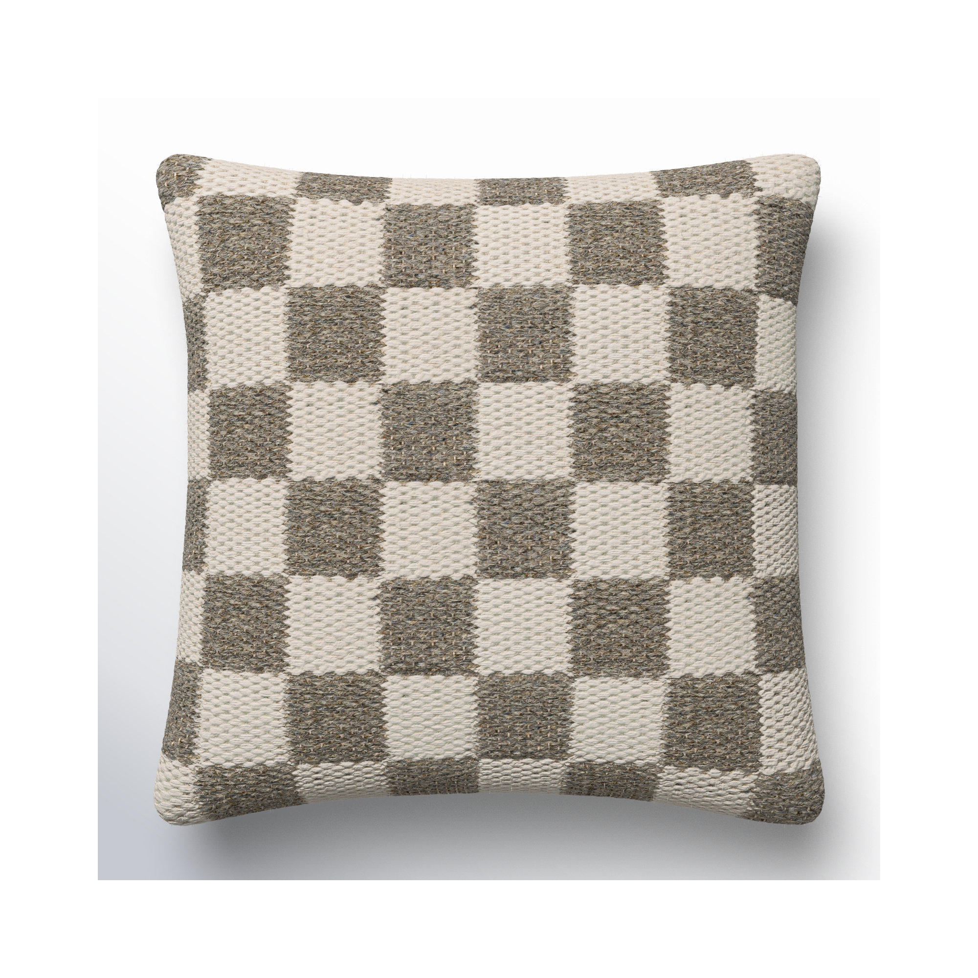 Kimbell Checkered Wool Throw Pillow, 20" x 20", Pillow Cover Only - No Insert