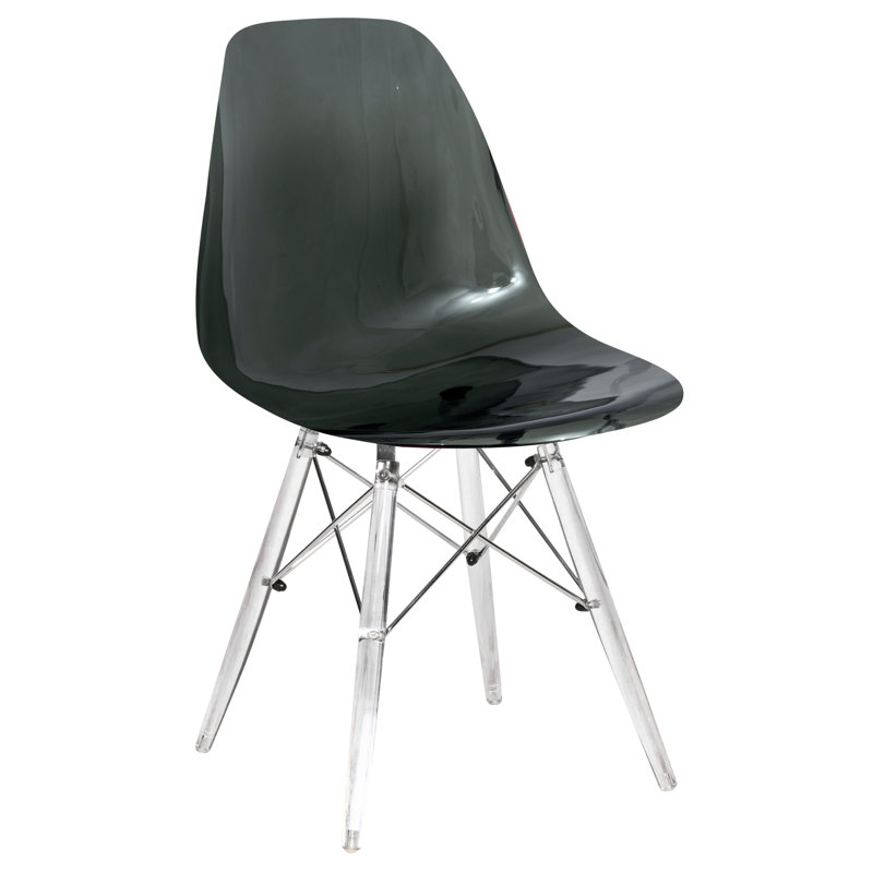 Culley Modern Acrylic Side Chair – Armless Transparent Accent Chair Lightweight Molded Plastic Seating for Dining Room, Kitchen, Vanity, Office, or Banquet