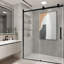 Porte de douche coulissante simple sans cadre de 55 à 59 po x H 75 po avec verre transparent-91270651