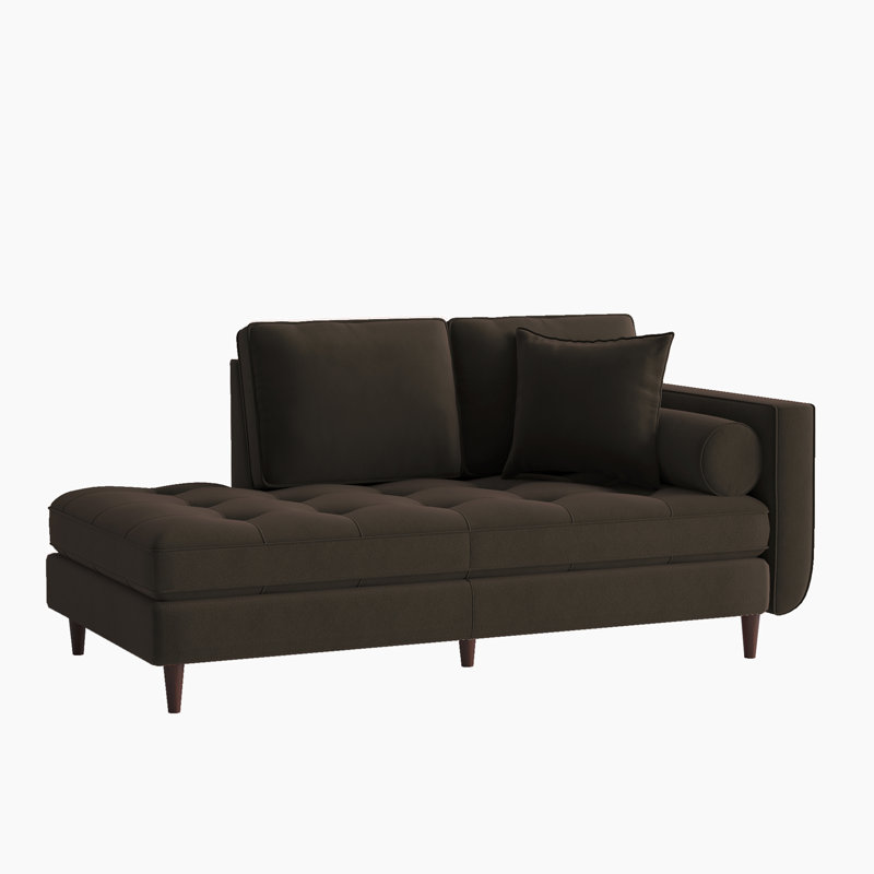 Chaise longue rembourrée Marcellyn, Velours chocolat