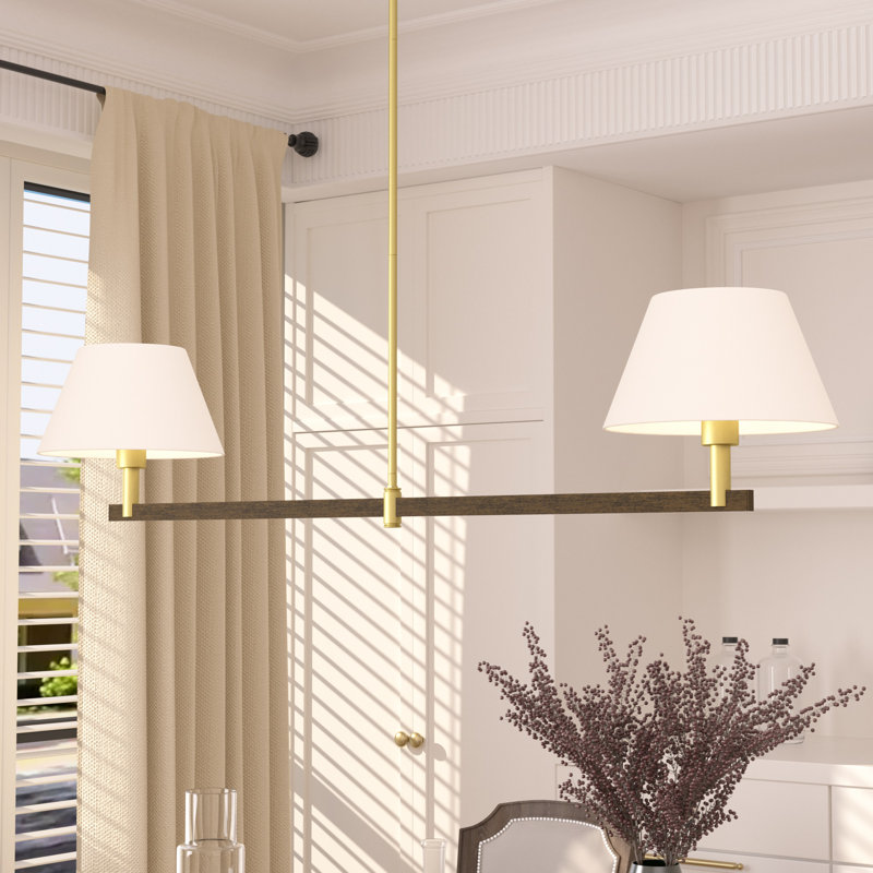 Lustre avec abat-jour 2 lumières Nwamah, Blanc