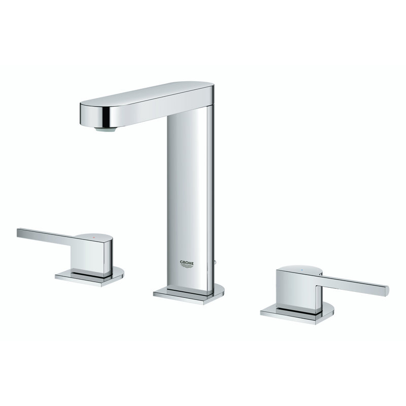Robinet de salle de bain espacé à deux poignées Plus avec ensemble de bonde, Chrome ciel étoilé