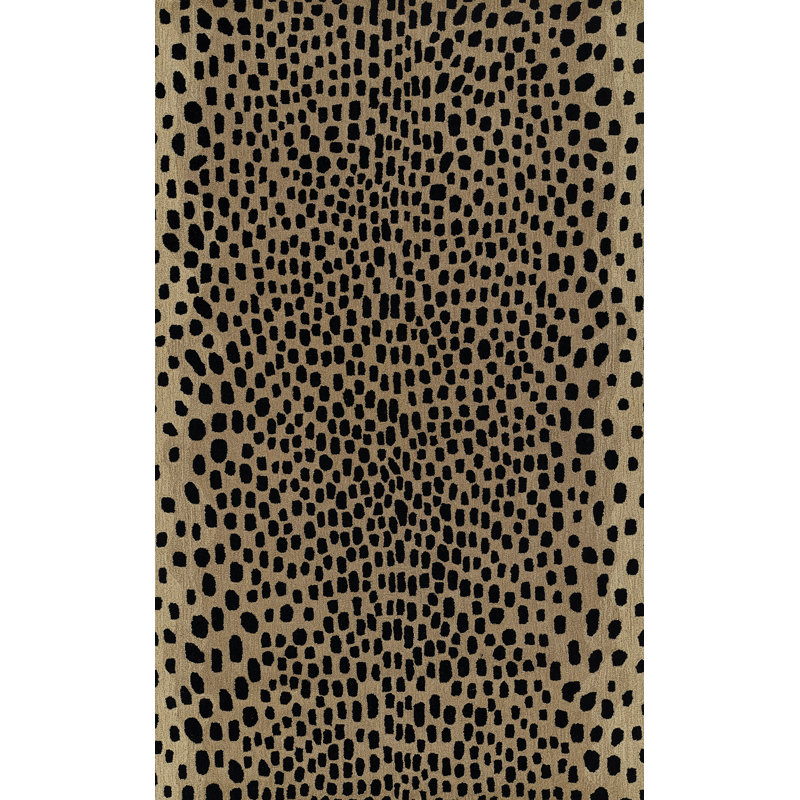 Hand-Tufted Black and Beige Wool Rectangular Rug 7'9" x 9'9"