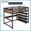 Lit mezzanine double gris avec tablettes de rangement et bureau sous le lit - Transformez votre chambre à coucher en un sanctuaire élégant et peu encombrant!-258968342