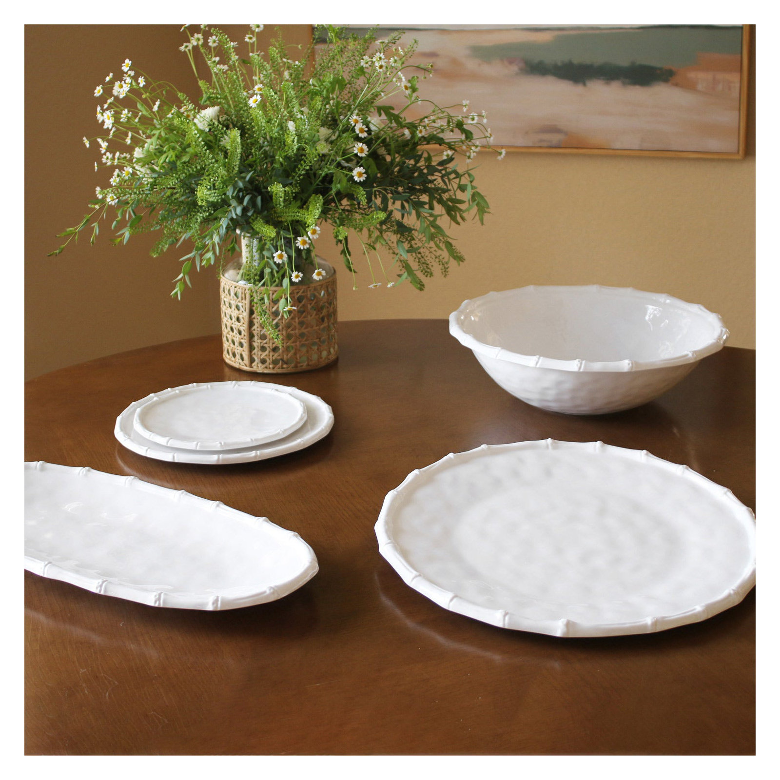 Vida Round Melamine Platter, White
