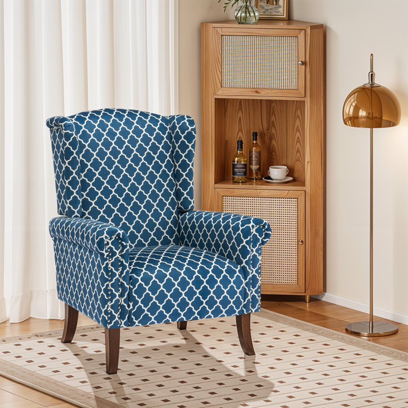Fauteuil rembourré à oreilles 31,5 po de large avec garniture cloutée