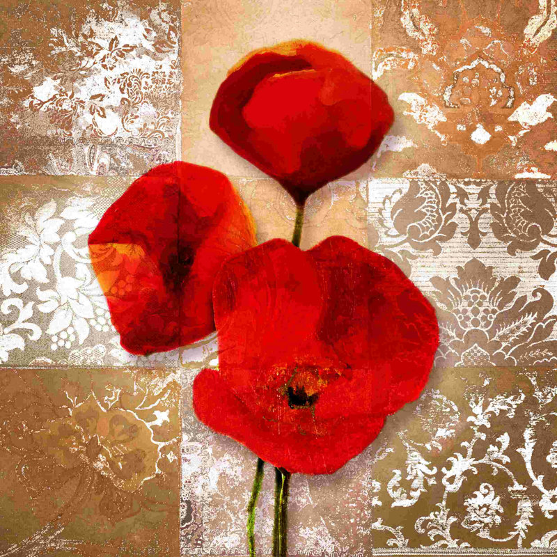 Red Poppies 4 - impression sur toile tendue, L 12 po x H 12 po