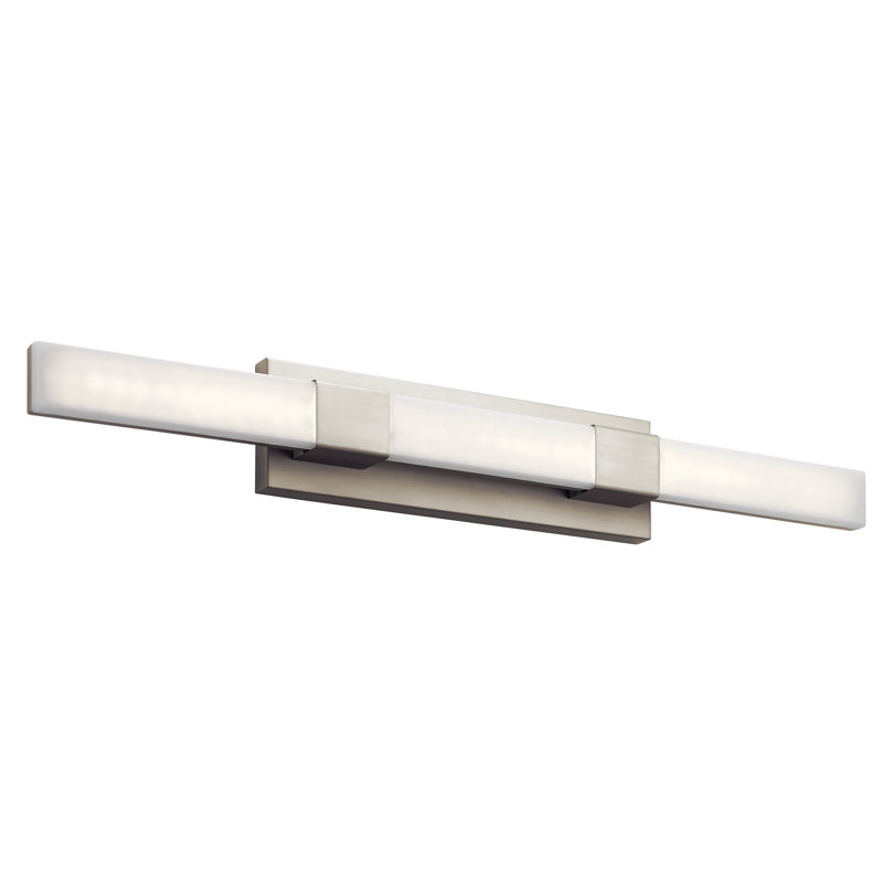 Barre d'éclairage de salle de bain 1 lumière Hanah, Nickel satiné