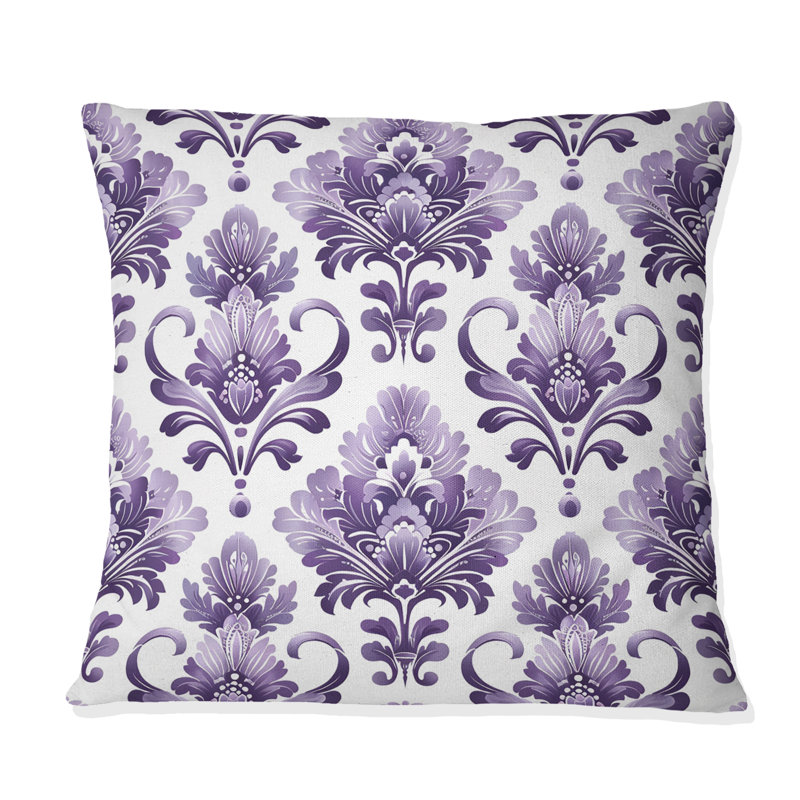 Coussin décoratif damassé à motif floral IV - Glam, H 18 po x H 18 po