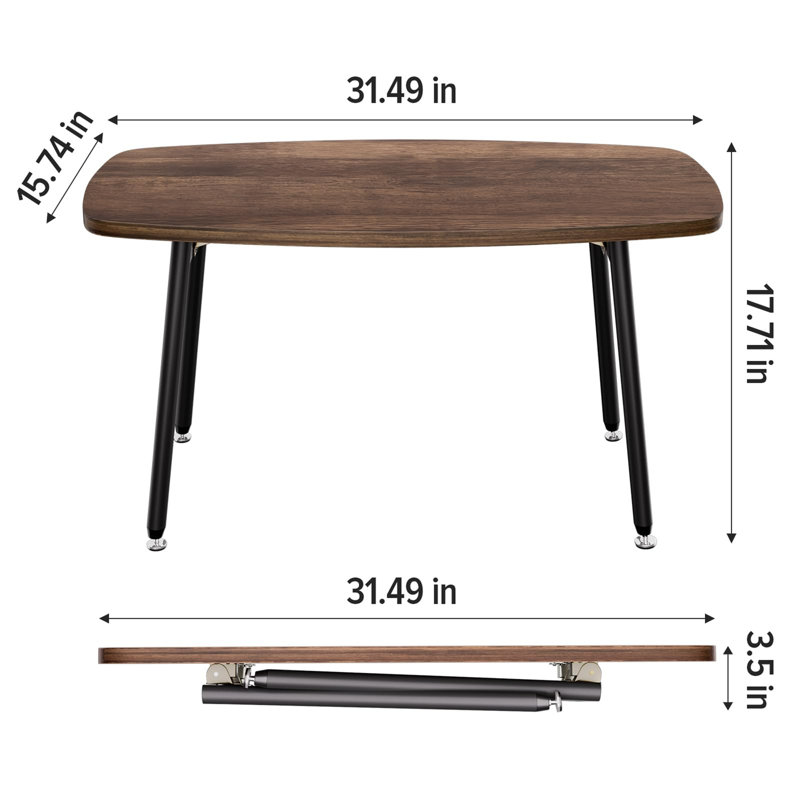 Folding Coffee Table Rustic Small Coffee Table Farmhouse Portable Table No Assembly Required, Black, Brown