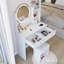Round Mirror LED Vanity Table with Cushioned Stool and Power Station-113847150