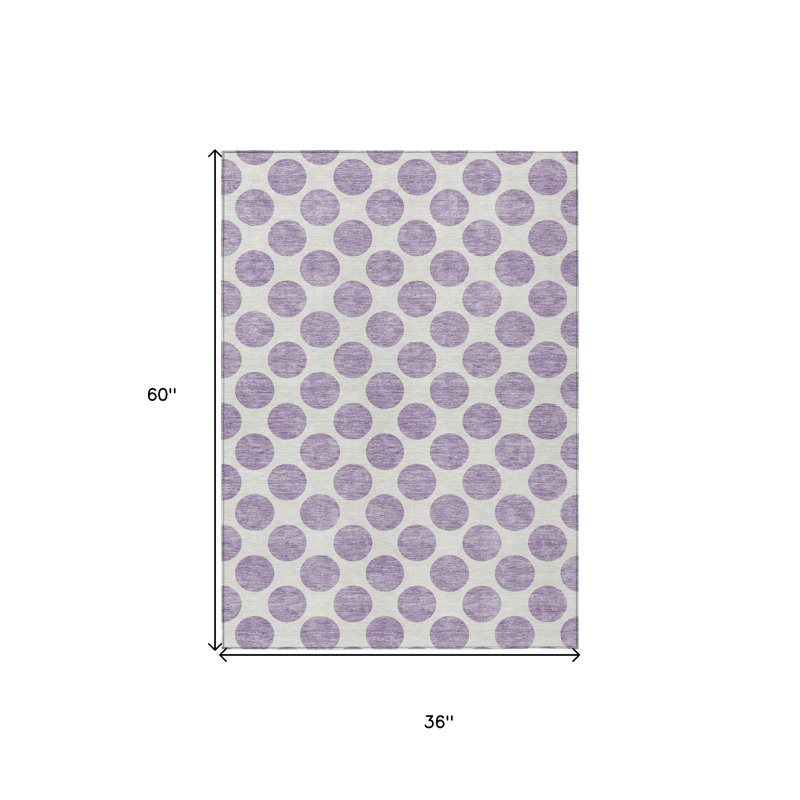 Tapis intérieur lavable à pois 3 pi x 5 pi lavande