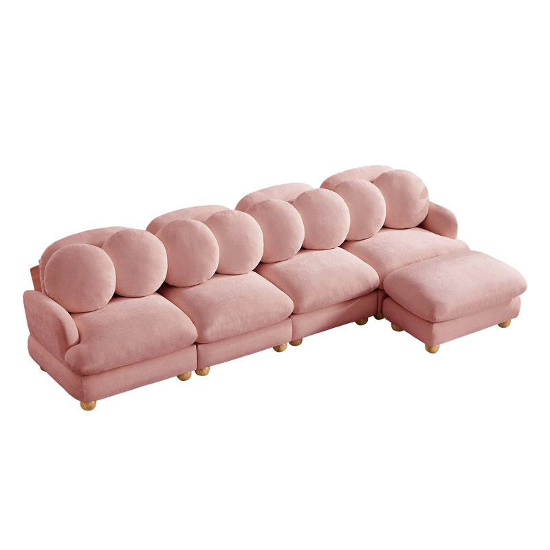 Grand sofa modulaire en coin, Pink Chenille