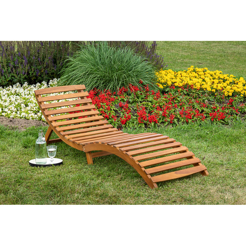 Brechter 180 cm Long Acacia Single Chaise with Cushions