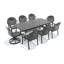 Ensemble de salle à manger 9 pièces en fonte d'aluminium toutes saisons comprenant 2 chaises pivotantes, 6 chaises et une table rectangulaire avec cadre noir