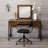 Rustic Oak & Black Finish Vanity Desk & Mirror