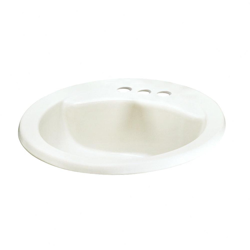 Lavabo de salle de bain circulaire encastré en céramique avec trop-plein Cadet, Blanc, Centré de 8 pouces
