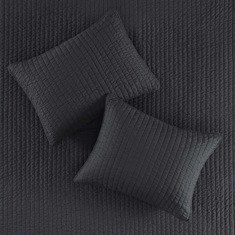 Ensemble de literie confortable en microfibre noire, style maison de campagne pour toutes les saisons
