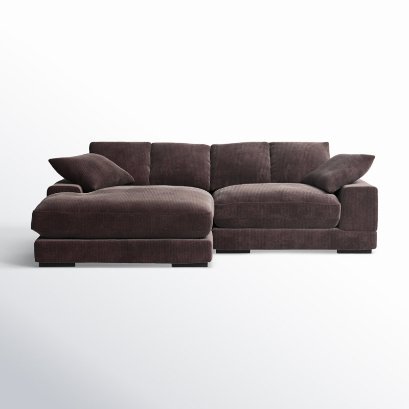 Lonsdale Chaise Sectional, Dark Brown Corduroy