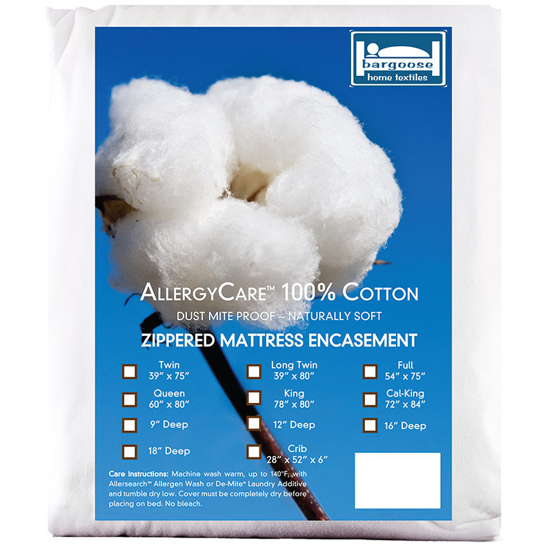 Twin White Cotton Zippered Mattress Protector